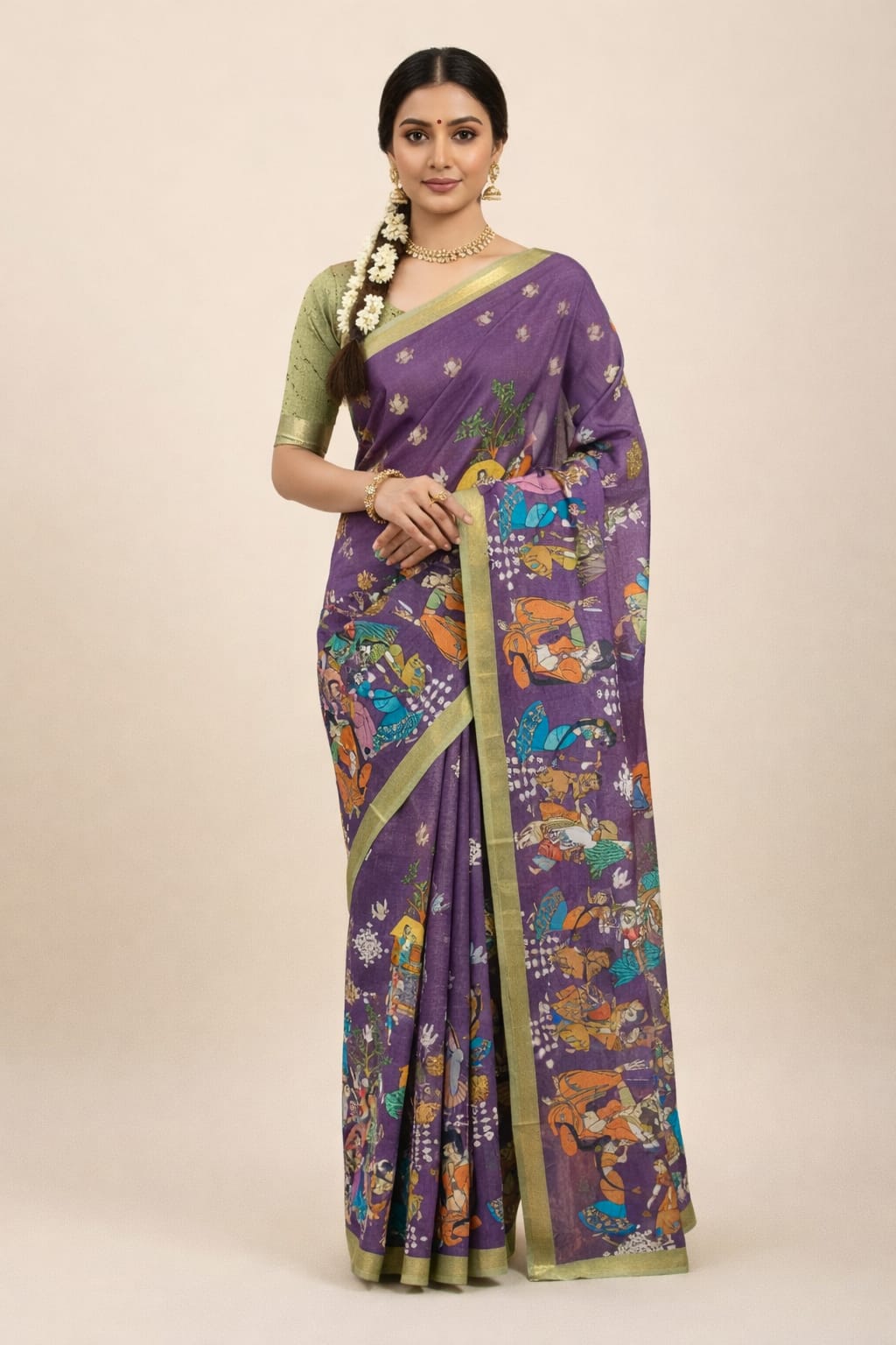 Powerloom Mal Khadi DP Saree